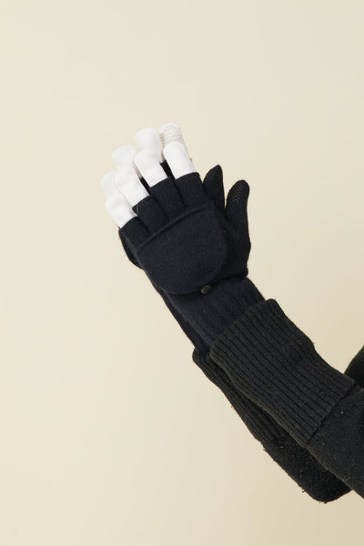 Unisex Wool Blend Flip Top Mittens With Heat Retention