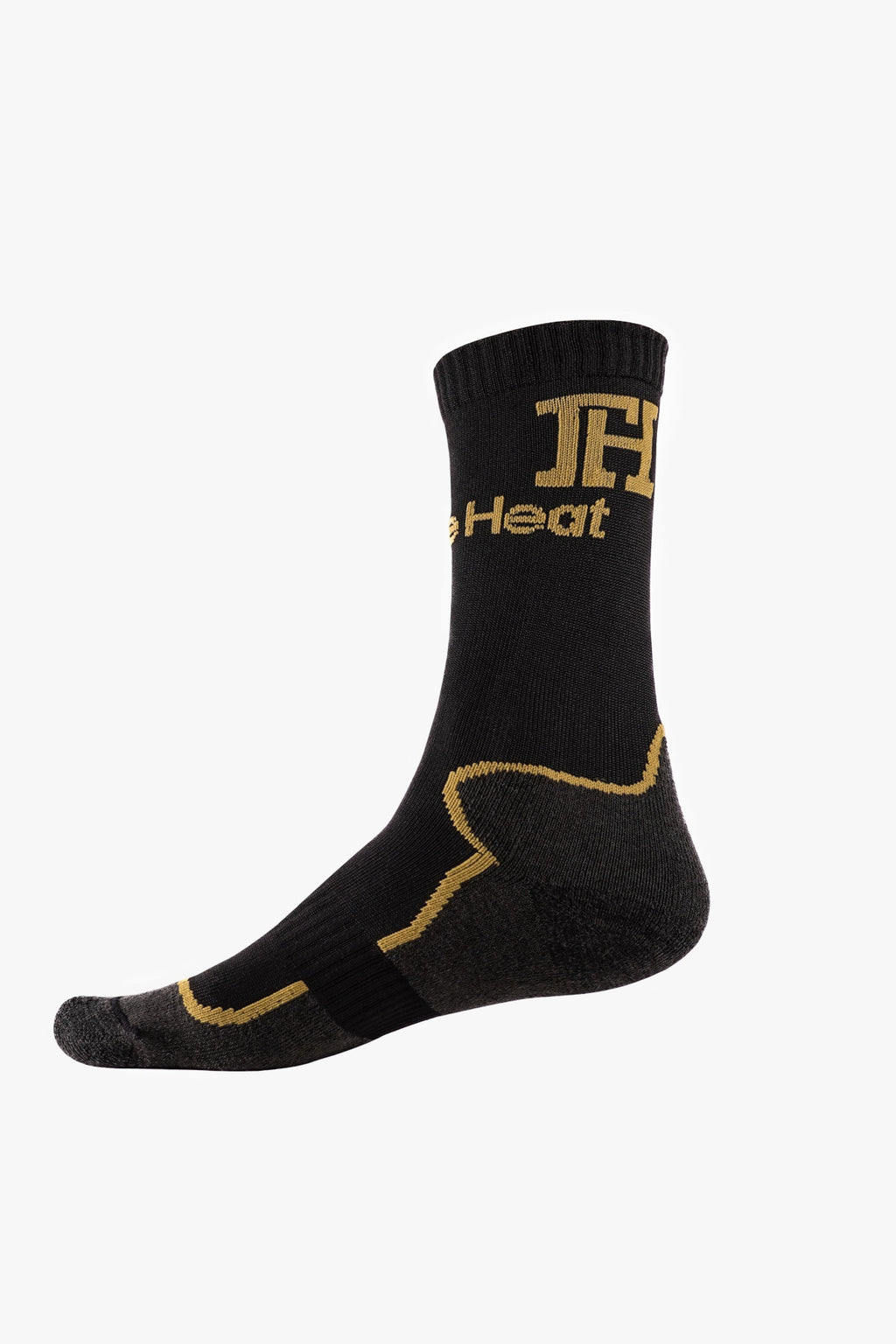 Black and gold Heavy Winter Sock with the FibreHeat logo
