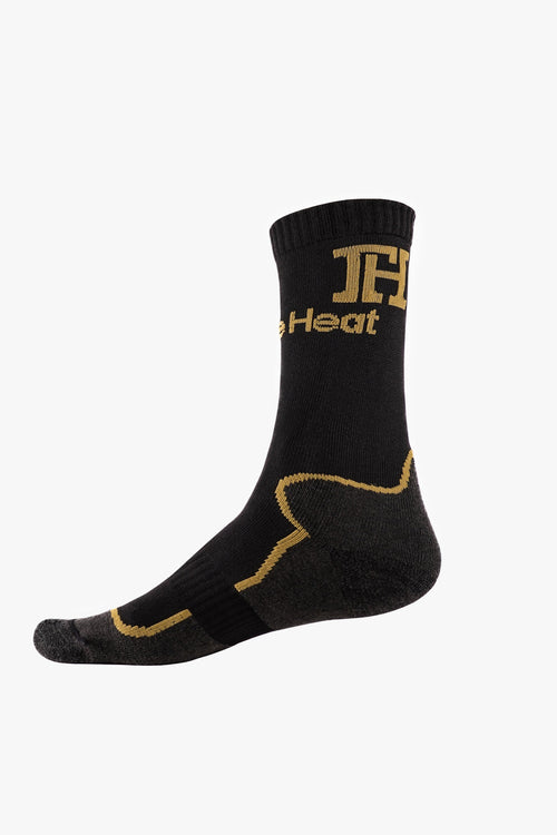 Black and gold Heavy Winter Sock with the FibreHeat logo