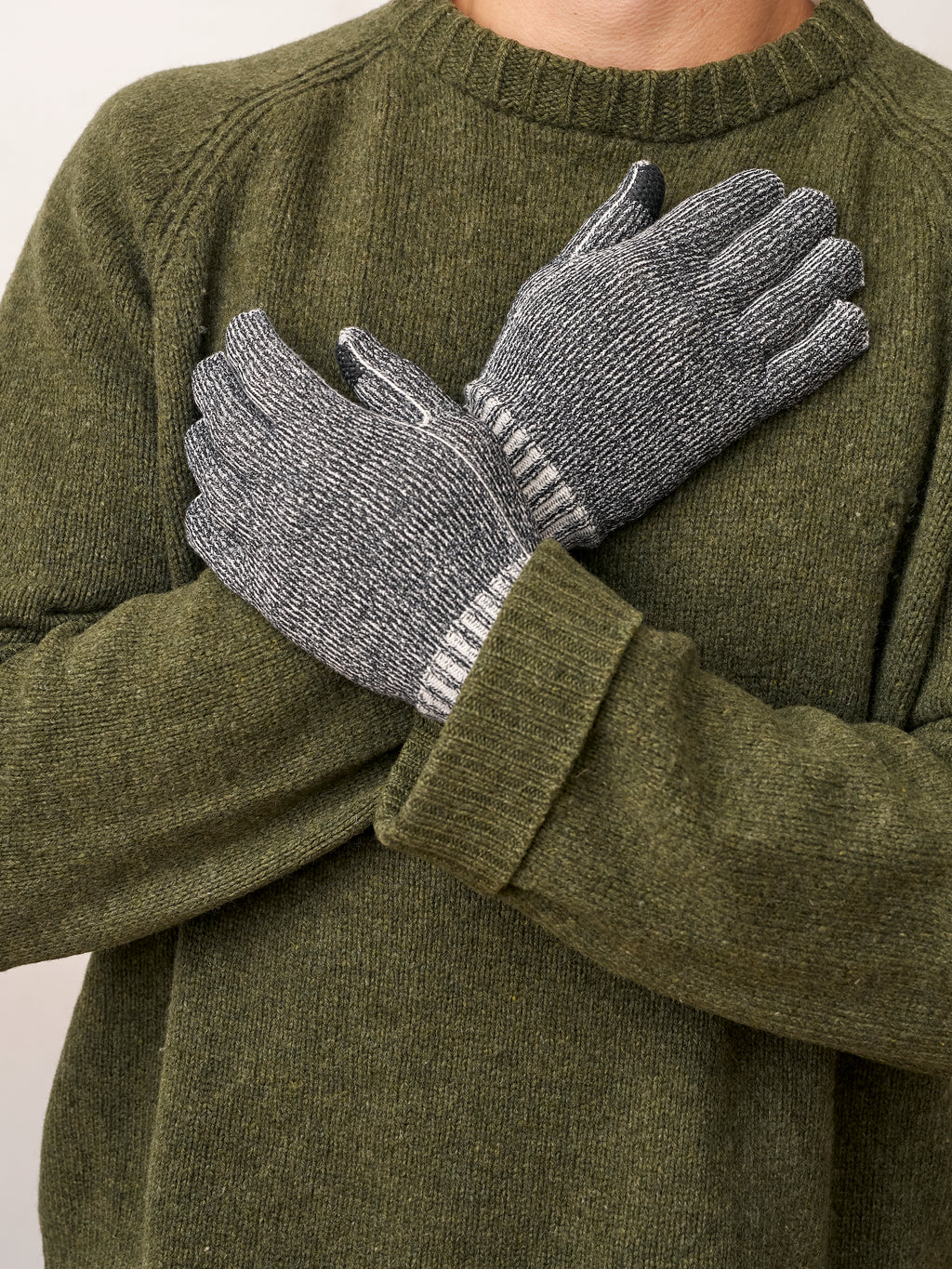 Man with arms crossed wearing Charcoal Twist FibreHeat Ultra Liners