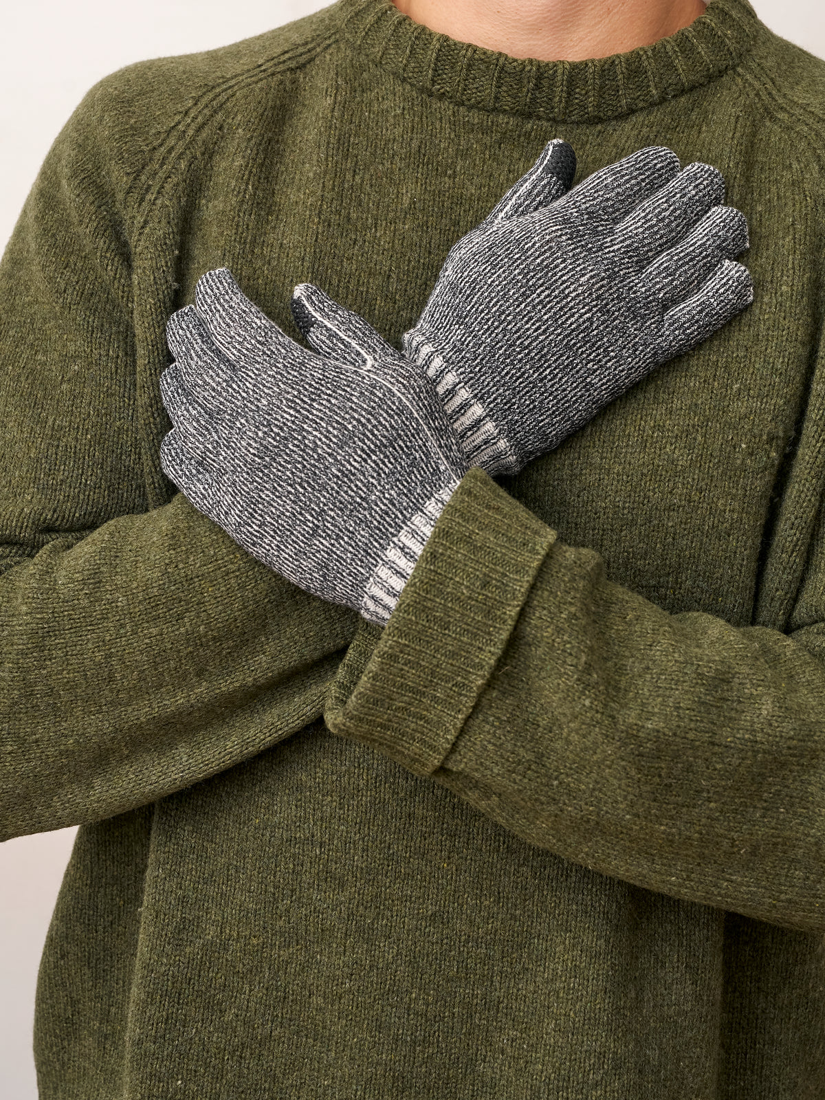 Man with arms crossed wearing Charcoal Twist FibreHeat Ultra Liners