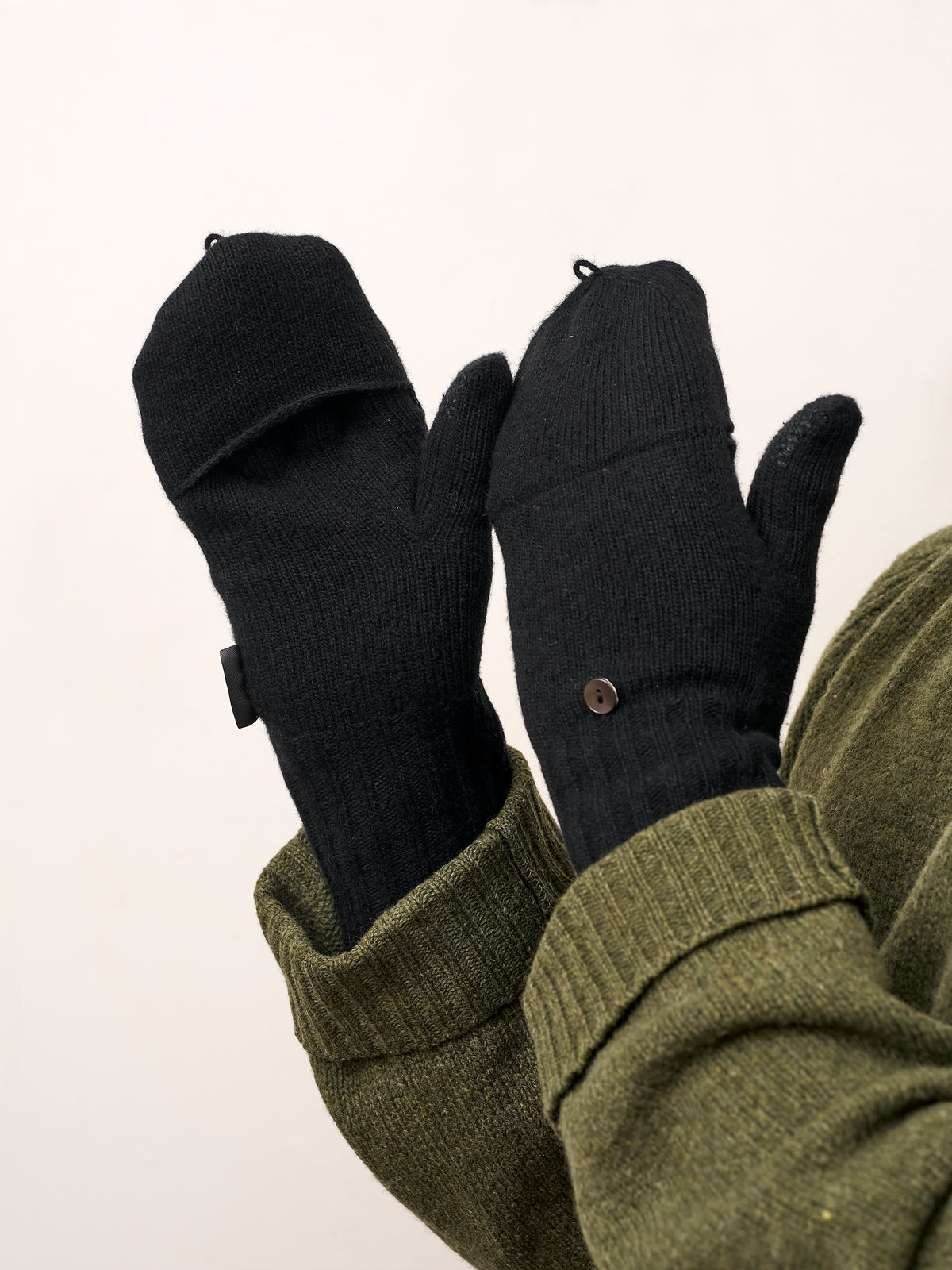 Unisex Wool Blend Flip Top Mittens With Heat Retention