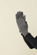 Gray Heather cashmere glove with a self-heating liner and touchscreen fingertips