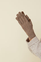 Brown Sugar Melange self-heating merino wool glove with touchscreen fingertips