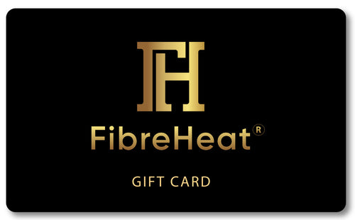 Black FibreHeat gift card with the gold FH logo
