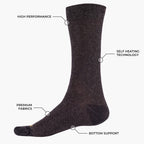 Thermal Therapy Sock features: high performance knit, self-heating technology, premium fabrics and bottom support